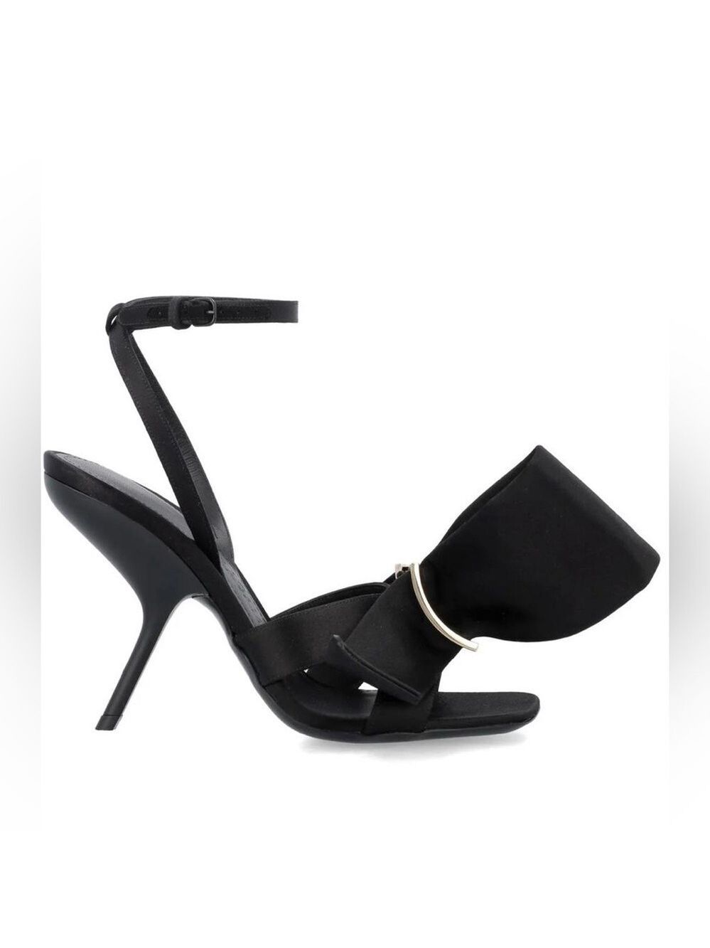Salvatore Ferragamo Asymmetric Bow Ankle Strap Satin Heeled Sandals - NWT